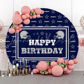 Lofaris Blue Cowboys Star Happy Birthday Round Backdrop