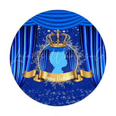 Lofaris Blue Crown Round Happy Birthday Party Backdrop For Boy