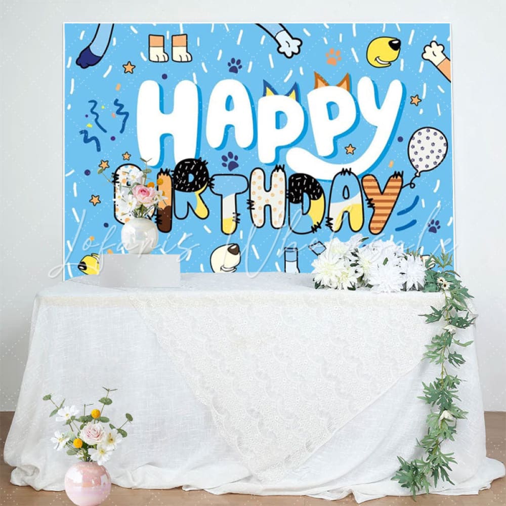 Blue Dog Happy Birthday Party Backdrop Decoration