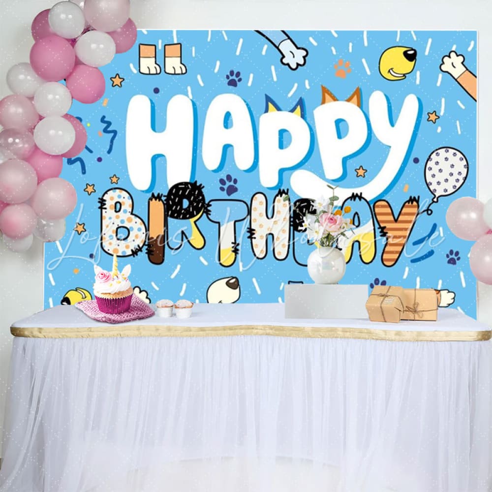 Blue Dog Happy Birthday Party Backdrop Decoration