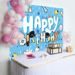 Blue Dog Happy Birthday Party Backdrop Decoration