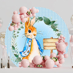 Blue Easter Bunny Cute Round Backdrop for Easter Event