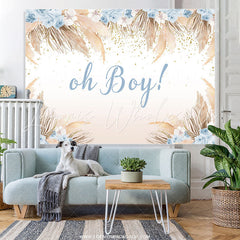 Lofaris Blue Floral And Light Coffee Leaf Baby Shower Backdrop