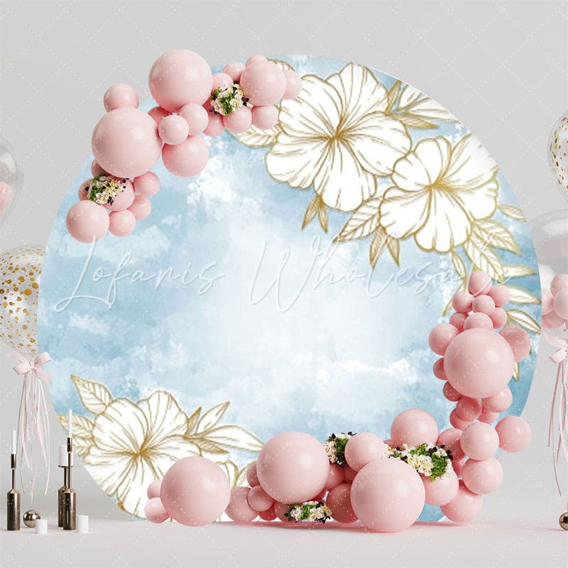 Blue Flowers And Roses Round Backdrop For Elegant Party Decor