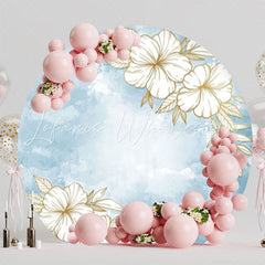 Blue Flowers And Roses Round Backdrop For Elegant Party Decor