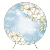 Blue Flowers And Roses Round Backdrop For Elegant Party Decor