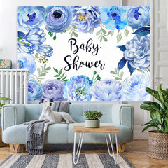 Lofaris Blue Flowers in Full Bloom Floral Baby Shower Backdrop