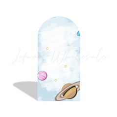 Blue Galaxy Space Astronaut Cartoon Arch Backdrop Wall Cloth Cover For Birthday Baby Shower Party