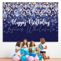 Lofaris Blue Glitter Bokeh Happy Birthday Backdrop For Party