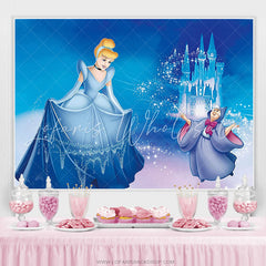 Lofaris Blue Glitter Castle And Princess Birthday Backdrop