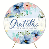 Blue Gratitude Round Backdrop for Appreciation Party