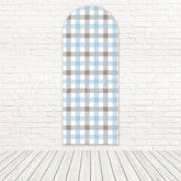 Blue Grey Checkered Pattern Modern Stylish Event Arch Backdrop