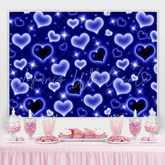 Lofaris Blue Heart Glitter Early 2000s Photo Birthday Party Backdrop