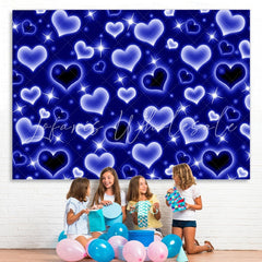 Lofaris Blue Heart Glitter Early 2000s Photo Birthday Party Backdrop