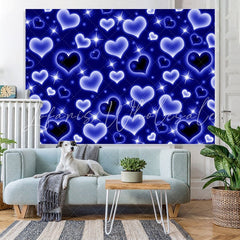Lofaris Blue Heart Glitter Early 2000s Photo Birthday Party Backdrop