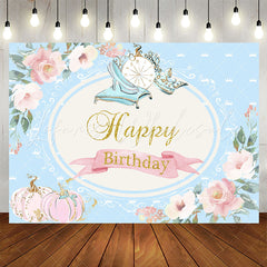 Lofaris Blue Heel Pink Pumpkin Floral Birthday Backdrop