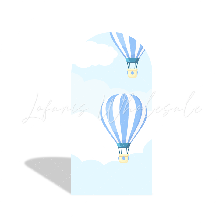 Blue Hot Air Balloon Arch Backdrop Wall Cloth Cover For Birthday Baby Shower Party