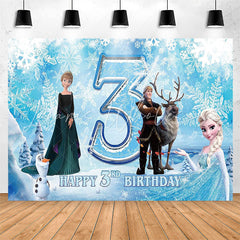 Lofaris Blue Ice And Snow Princess 3th Birthday Backdrop