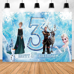 Lofaris Blue Ice And Snow Princess 3th Birthday Backdrop