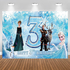 Blue Ice And Snow Princess 3th Birthday Backdrop