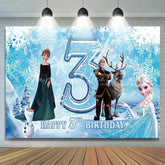 Lofaris Blue Ice And Snow Princess 3th Birthday Backdrop