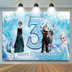 Lofaris Blue Ice And Snow Princess 3th Birthday Backdrop