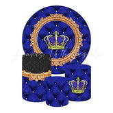 Blue King Themed Round Backdrop and Cylinder Kit for Royal Parties