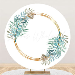 Lofaris Blue Leaves And Circle Simple Round Backdrop For Event