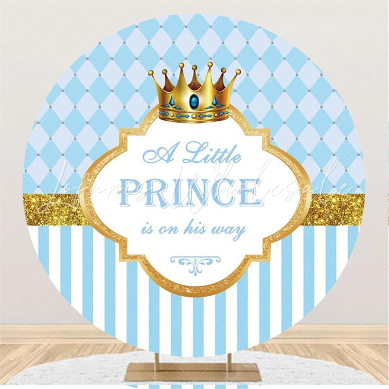 Lofaris Blue Little Prince Round Baby Shower Backdrop For Boy