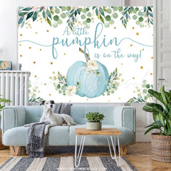 Lofaris Blue Little Pumpkin Is On The Way Baby Shower Backdrop
