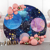 Lofaris Blue Marble Texture Galaxy Round Birthday Backdrop