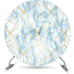 Lofaris Blue Marble Texture Golden Round Birthday Backdrop