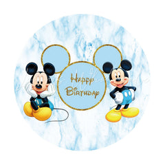 Lofaris Blue Marble Texture Round Cartoon Mouse Birthday Backdrop