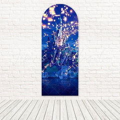 Blue Medieval Castle Fantasy Kingdom Celebration Arch Backdrop