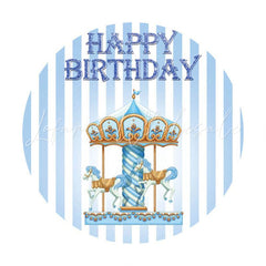 Lofaris Blue Merry Go Round Circle Happy Birthday Backdrop
