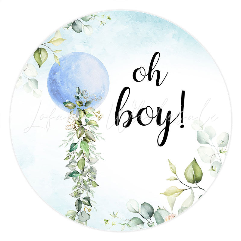 Lofaris Blue Moon Oh Boy Round Baby Shower Decoration Backdrop