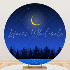 Lofaris Blue Night Sky And Moon Round Backdrop For Birthday