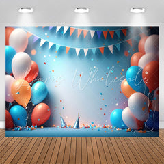 Lofaris Blue Orange Balloons Confetti 1st Birthday Backdrop
