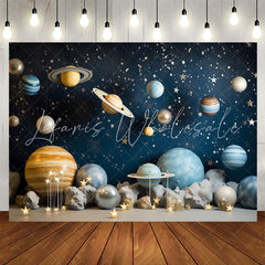 Lofaris Blue Outer Space Cosmic Planet Birthday Backdrop