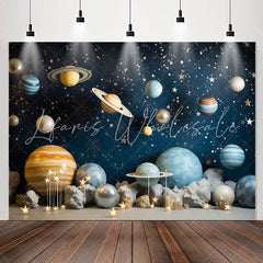 Lofaris Blue Outer Space Cosmic Planet Birthday Backdrop