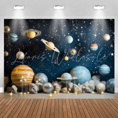Lofaris Blue Outer Space Cosmic Planet Birthday Backdrop