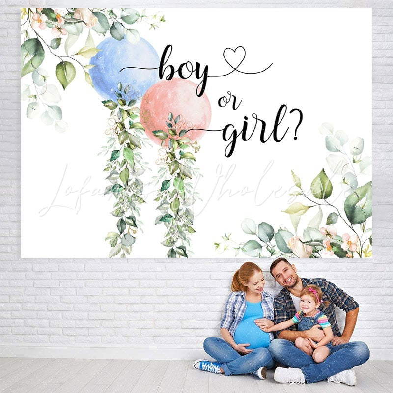 Lofaris Blue Pink Balloons Green Theme Baby Shower Backdrop