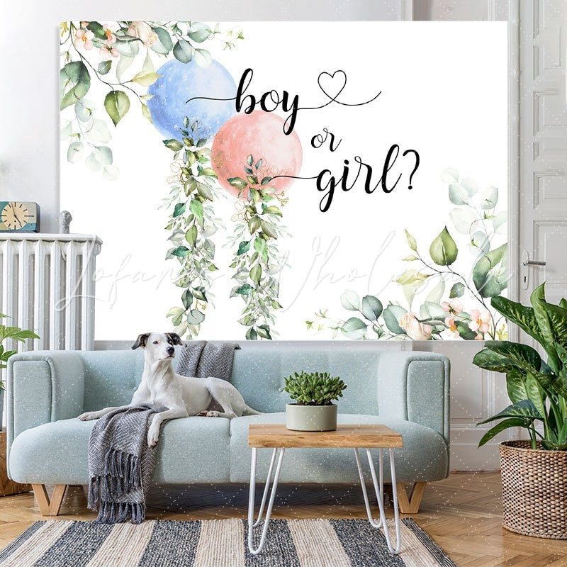 Lofaris Blue Pink Balloons Green Theme Baby Shower Backdrop