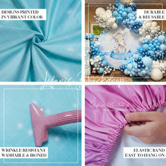 Lofaris Blue Pink Footprint Bokeh Round Baby Shower Backdrop