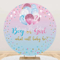 Lofaris Blue Pink Gradient Star Round Gender Reveal Backdrop