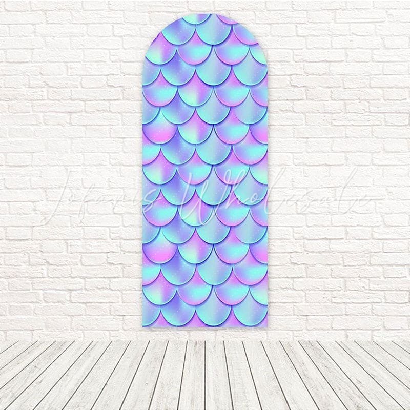 Blue Pink Mermaid Scales Ocean Fantasy Celebration Arch Backdrop
