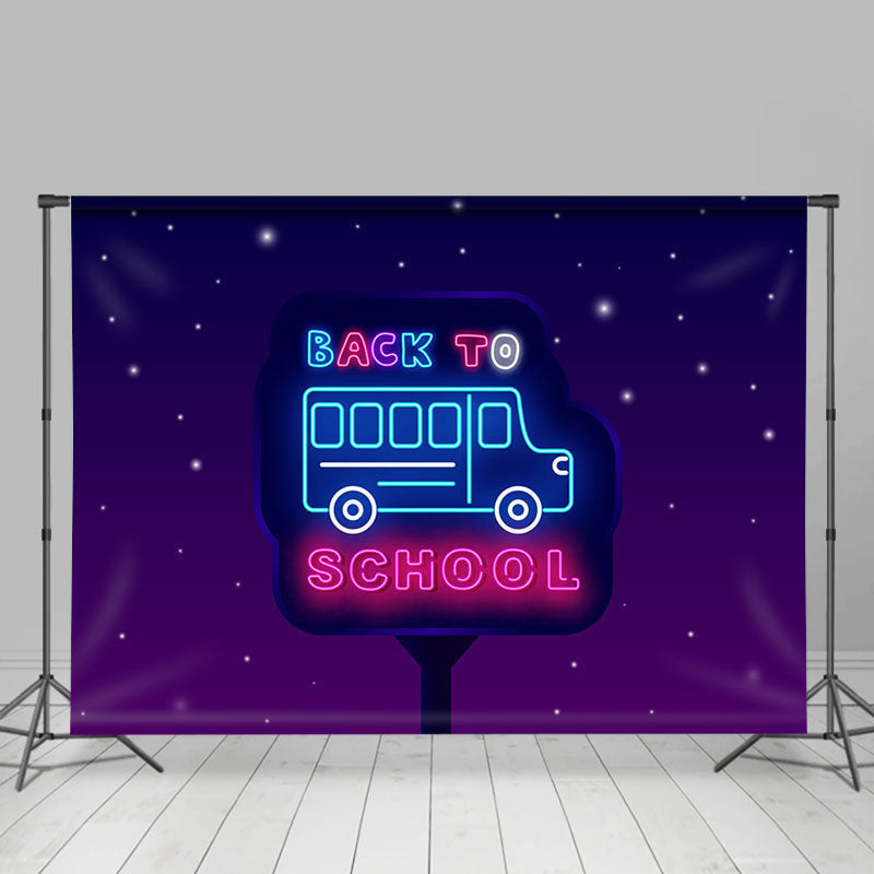 Lofaris Blue Pink Neon Bus Back To School Party Backdrop