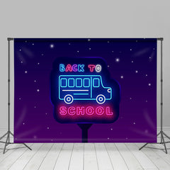Lofaris Blue Pink Neon Bus Back To School Party Backdrop