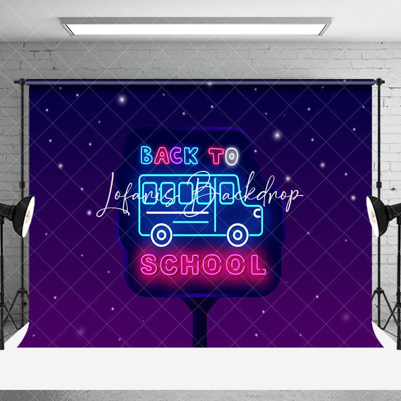 Lofaris Blue Pink Neon Bus Back To School Party Backdrop