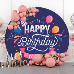 Lofaris Blue Pink Orange Balloon Dot Round Birthday Backdrop